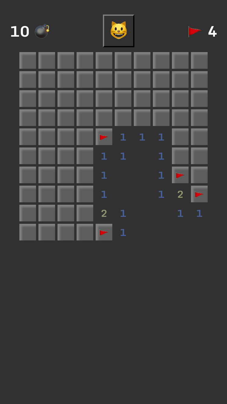 Mobile screenshot of the Minesweeper
