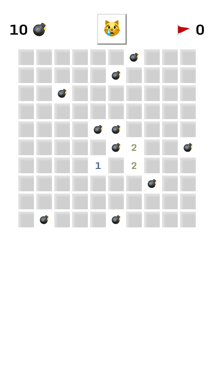 Mobile screenshot of the Minesweeper