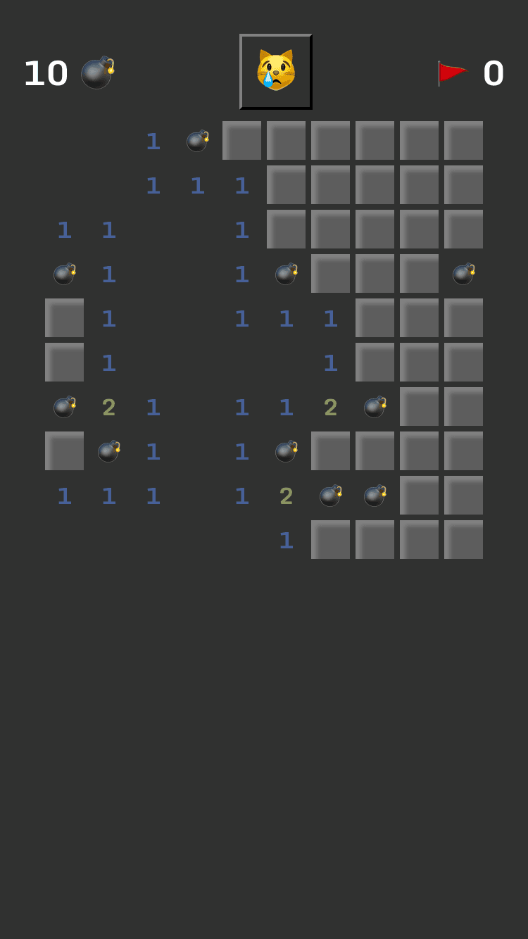 Mobile screenshot of the Minesweeper