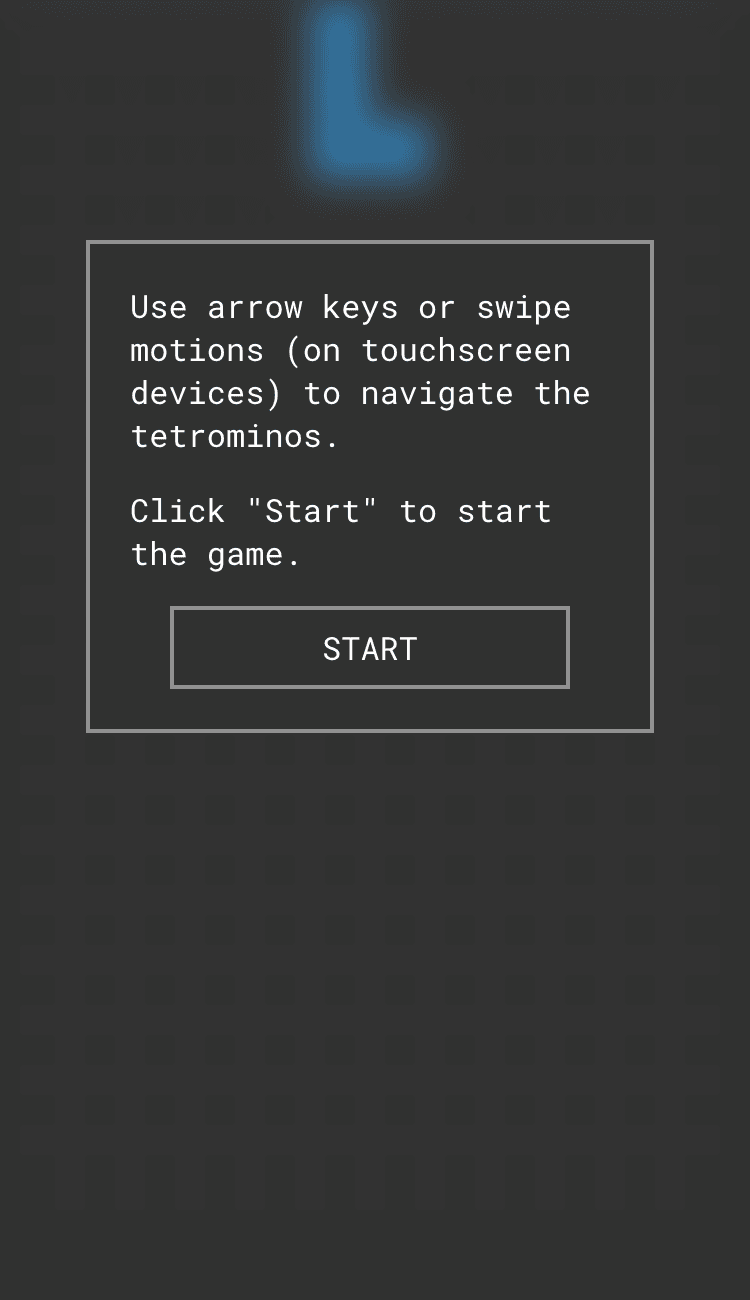 Mobile screenshot of the Tetris